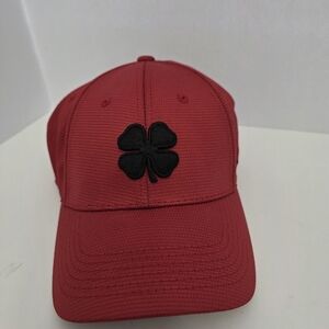 Mens Black Clover Fitted Golf Hat Live Lucky Red Memory Fit L/XL Flex Fit